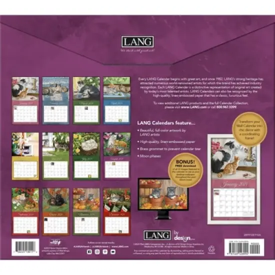 Lang 2024 Wall Calendar 24"x12" Love of Cats image {2}