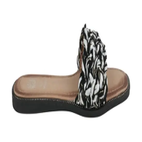 GC Shoes Arly Woven Squared Toe Slide Flat Sandals image {1}
