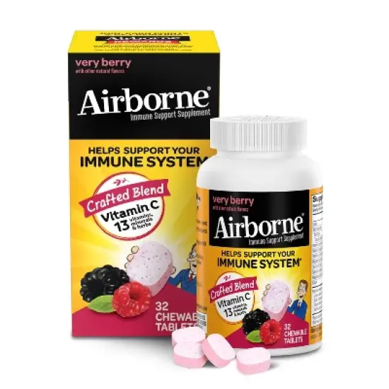 Airborne Immune Support Chewable Tablets with Vitamin C & Zinc - Berry - 32ct image {8}