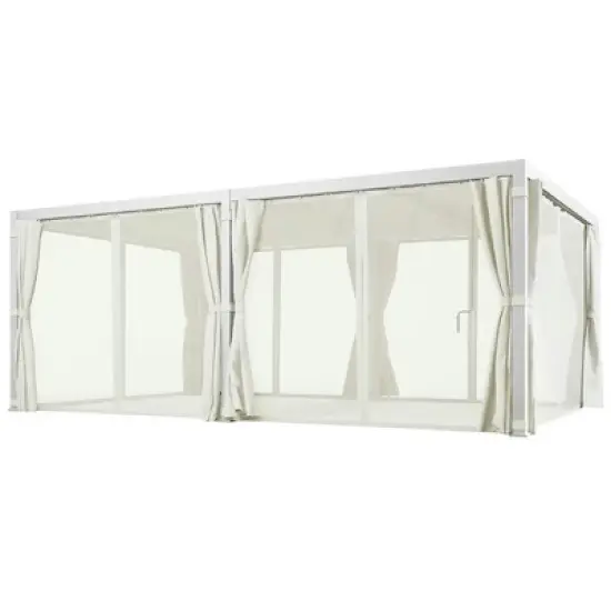 Resenkos Outdoor Garden Gazebo, Sunshade Gazebo Canopy,12' x 19' Pergola with Adjustable Louvered, Outdoor Pergola with Curtains and Netting, Cream image {11}