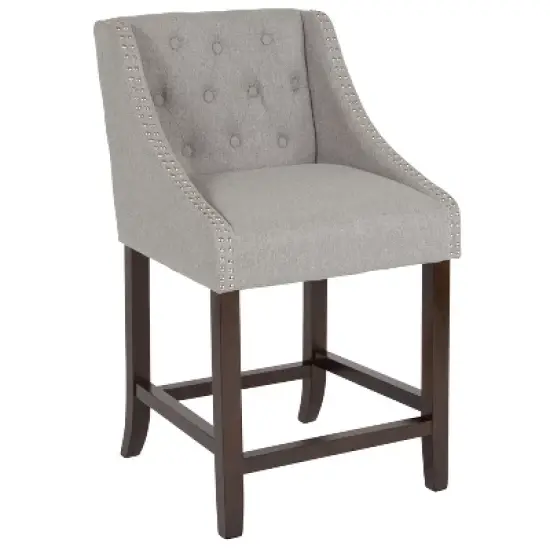 Emma and Oliver 24"H Transitional Tufted Walnut Counter Stool image {12}