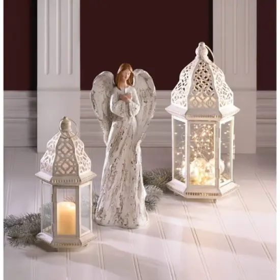 Iron Sublime Outdoor Lantern Distressed White - Zingz & Thingz image {1}