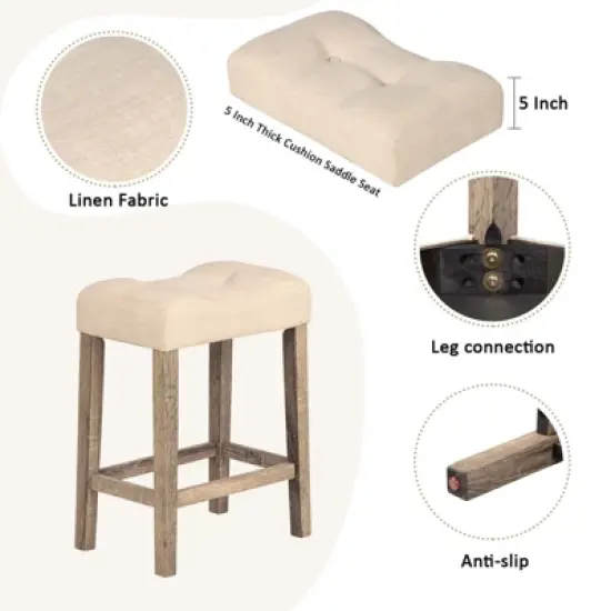 Bella Depot 4-Piece Dining Bar Table and Chairs Set,Bar Table Set with 3 Padded Stools for Living Room, Dining Room, Game Room image {5}