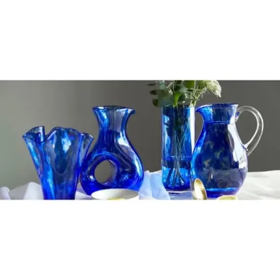 Blue Rose Polish Pottery Cobalt Confetti Tuscany Pierced Pitcher image {1}
