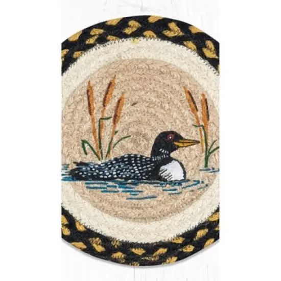 Earth Rugs Loon & Cattail Cotton Round Trivet &ndash; Farmhouse Rustic D&eacute;cor 10"x10" image {2}