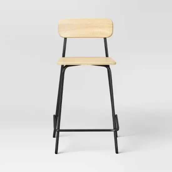 Set of 2 24" Wood with Metal Base Counter Stool Natural - Room Essentials&trade; image {2}