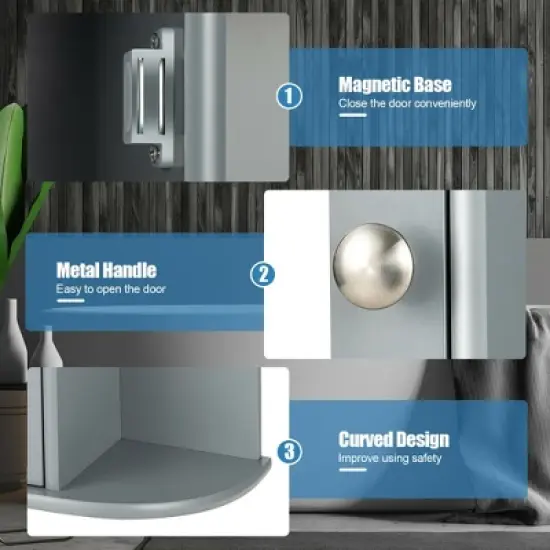 Costway Bathroom Cabinet Medicine Cabinet Single Door Shelves Wall Mount Cabinet W/ Mirror Gray image {7}