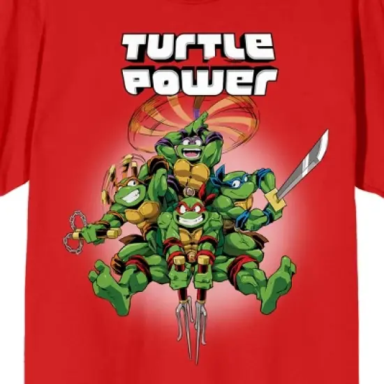 World Of TMNT Turtle Power Crew Neck Short Sleeve Red Women's T-shirt image {1}