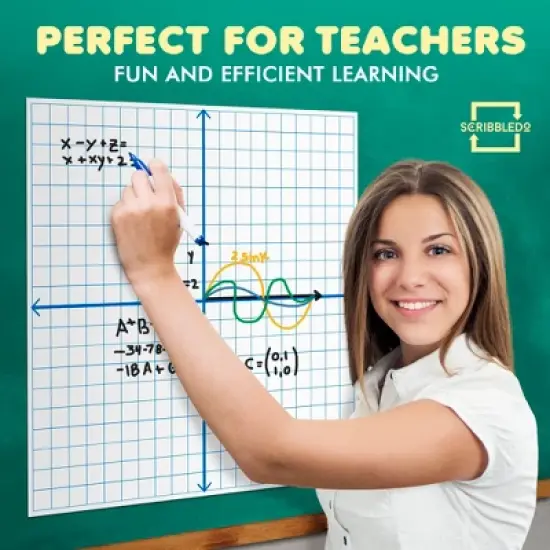 SCRIBBLEDO Jumbo Magnetic Coordinate Plane  27"x27" Large Dry Erase Graph Board Magnet for Classroom & Math Lessons image {3}