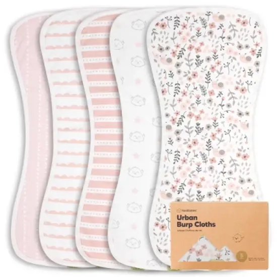 5pk Urban Baby Burp Cloths, Organic Burping Cloth for Babies, Burp Rags for Baby Girls, Boys image {16}