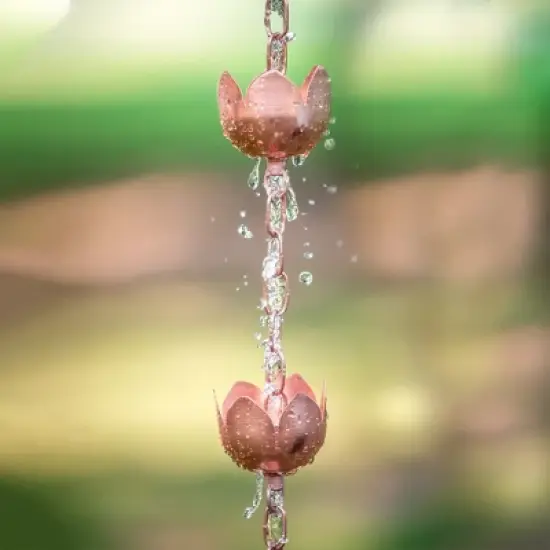 Marrgon Copper Rain Chain with Tulip Style Cups for Gutter Downspout Replacement image {3}