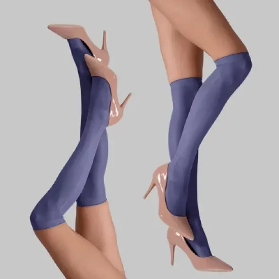 LECHERY Women's Lustrous Silky Shiny Sheer Dress Nylons Knee-Highs Stockings Socks (2 Pairs) image {7}