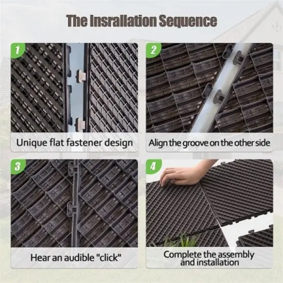 CLIHOME 12"x12" Square Composite Decking Tiles,Outdoor Patio Striped Plastic Interlocking Deck Tiles(Pack of 27) image {3}