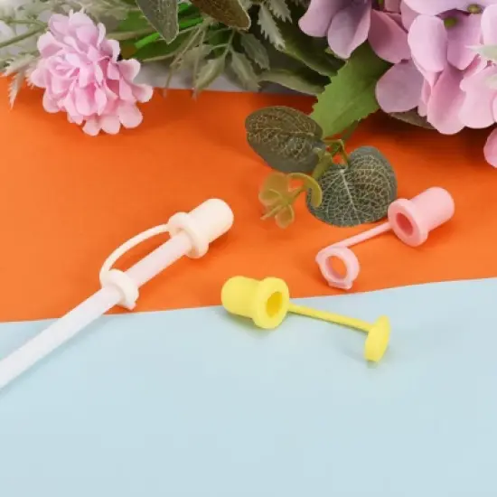 Unique Bargains Silicone Removable Washable Flexible Drinking Straw Cover Cap image {3}