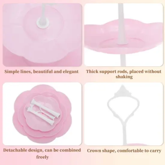 Unique Bargains Petal-shaped 3-Layer Dessert Cupcake Stand with Layered Serving Tray for Pastries Donuts and Fruits image {2}