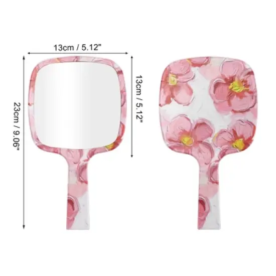 Unique Bargains Durable Square Handheld Mirror Red Yellow Pink 1 Pc image {1}