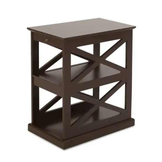 Vernon Contemporary 2 Shelf Side Table Dark Walnut - Christopher Knight Home image {2}