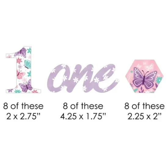 Big Dot of Happiness 1st Birthday Beautiful Butterfly - Paper Straw Decor - Floral First Birthday Party Striped Decorative Straws - Set of 24 image {1}