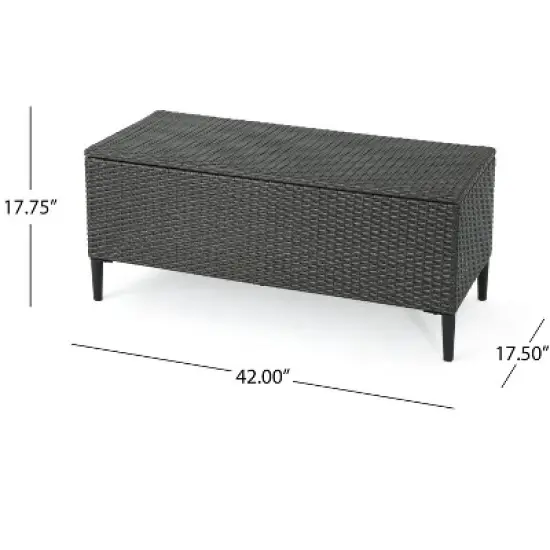 GDFStudio Sandy Outdoor Wicker Storage Unit, Gray/Black image {2}