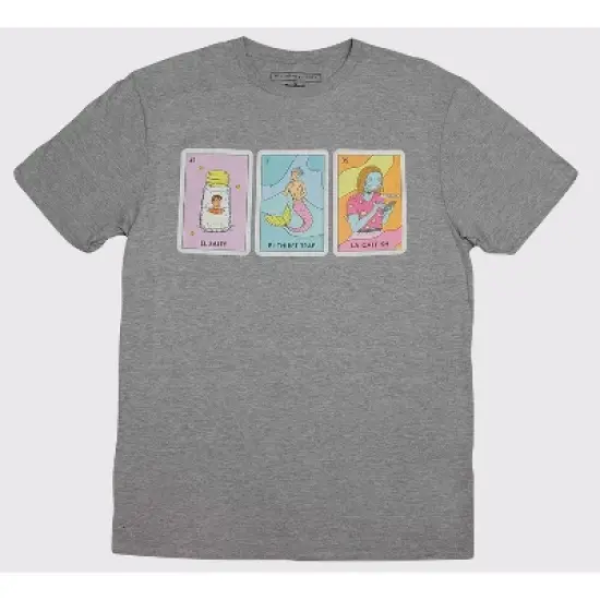 Adult Loteria Catfish Short Sleeve Graphic T-Shirt - Millennial Loteria Cards Heathered Gray image {2}