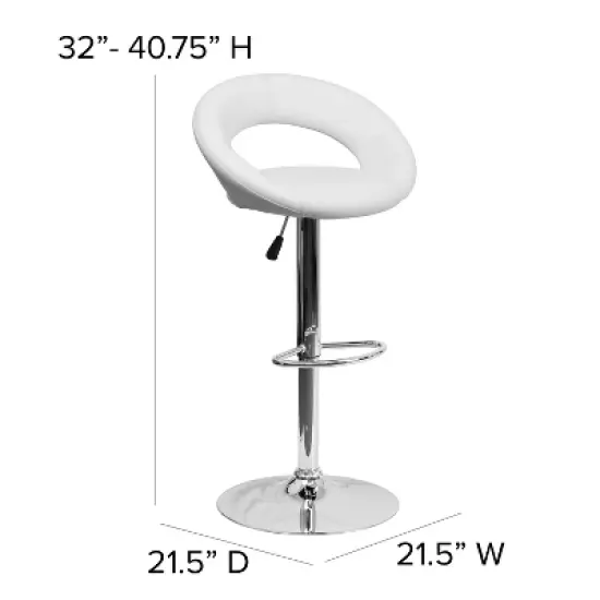 Flash Furniture Contemporary Vinyl Rounded Orbit-Style Back Adjustable Height Barstool with Chrome Base image {6}