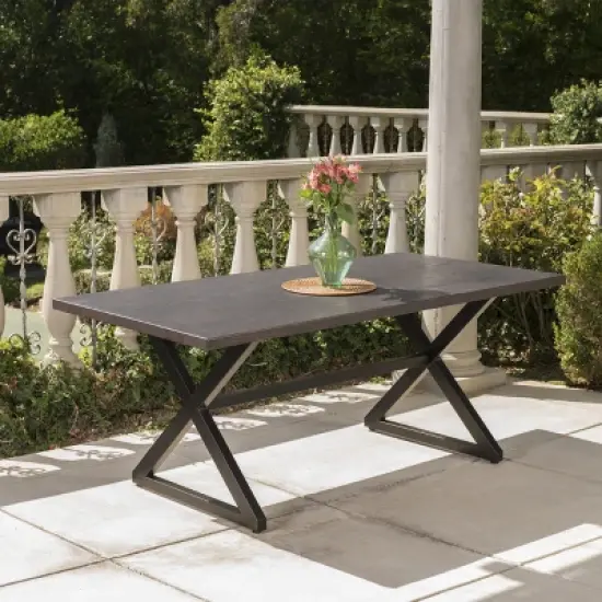 Christopher Knight Home Rolando Outdoor 70.5" Aluminum Dining Table with Sled Cross Base image {10}