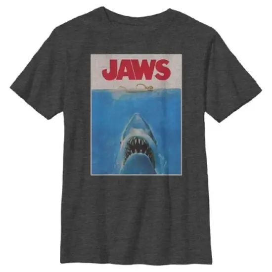 Boy's Jaws Retro Distressed Poster T-Shirt image {4}