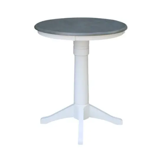 36" Counter Height Lane Round Pedestal Table White/Heather Gray - International Concepts image {1}