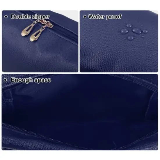 Unique Bargains PU Leather Waterproof Makeup Bag Cosmetic Case Makeup Bag for Women S Size Dark Blue 1 Pcs image {2}