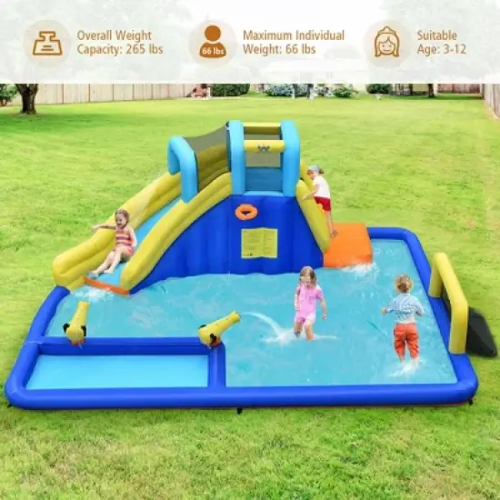 Costway Inflatable Water Slide Climbing Bounce House Splash Pool w/ 735W Blower image {3}