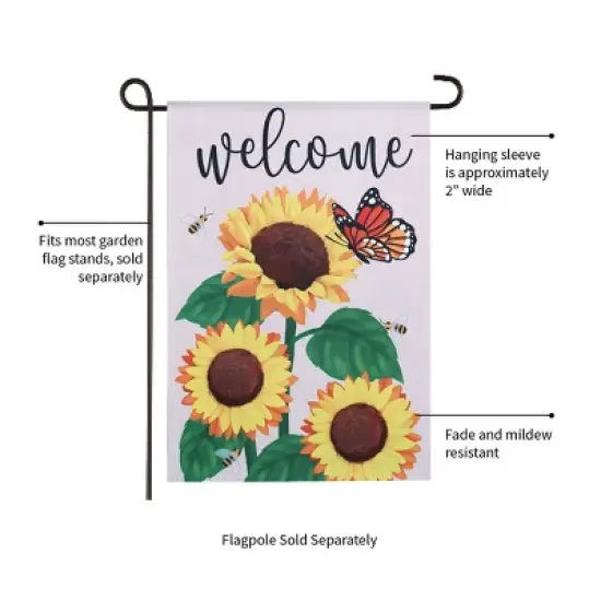 Evergreen Sunflower Welcome Garden Suede Flag 12.5 x 18 Inches Indoor Outdoor Decor image {2}