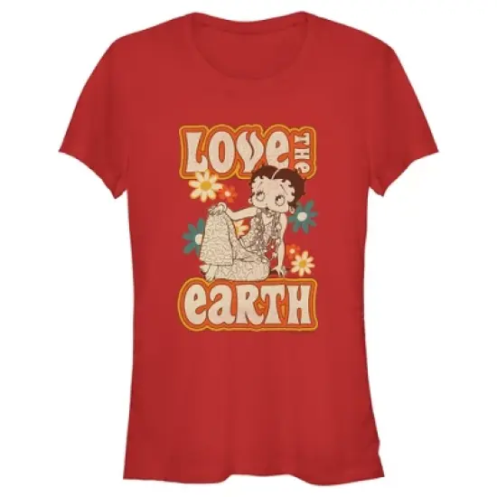 Junior's Betty Boop Love the Earth T-Shirt image {3}