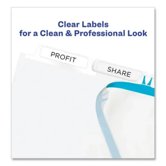 Avery Print and Apply Index Maker Clear Label Dividers, Extra Wide Tab, 5-Tab, White Tabs, 11.25 x 9.25, White, 1 Set image {1}