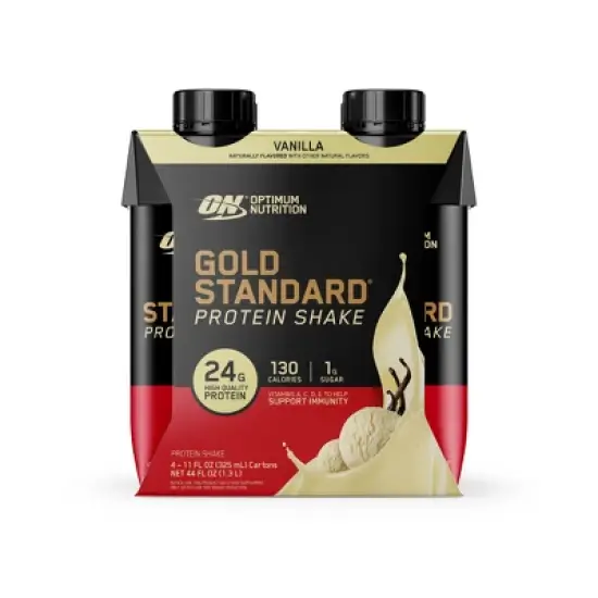 Optimum Nutrition Vanilla RTD Protein Shake 4pk/11oz: Nutritional Liquid, Non-Caffeinated image {7}