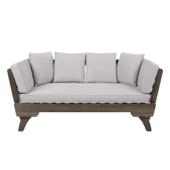 Christopher Knight Home Aldrich Outdoor Acacia Wood Expandable 82" Daybed Sofa with Cushions image {7}