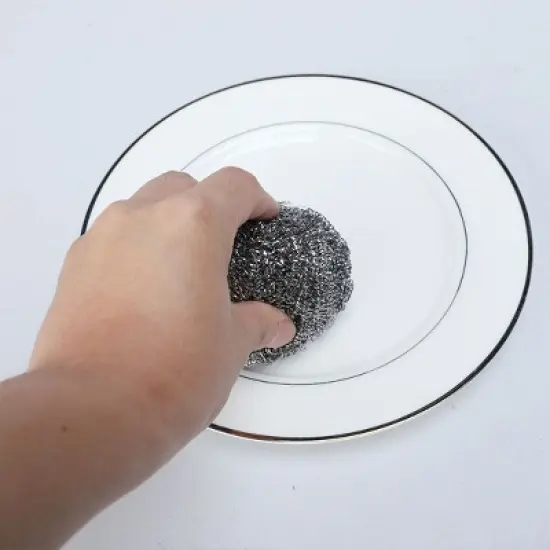 Unique Bargains Stainless Steel Kitchen Anti-Rust Scrubber 3" x 1.5" Silver Tone 5 Pcs image {3}