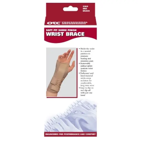 OTC Wrist Brace, Soft-Fit, Suede Finish, Beige, Left image {3}