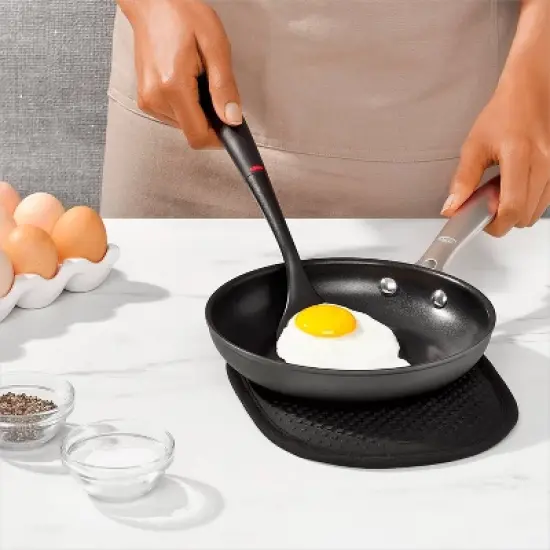 OXO 3pc Nylon Utensil Set Black: Kitchen Utensils with Soft-Grip Handle, Includes Pasta Spoon & Slotted Turner image {4}