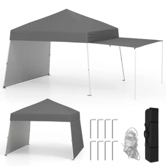 Tangkula 14 X 9.2 FT Pop up Canopy Tent w/ 2 Convertible Sidewalls to Awning & Stakes image {10}