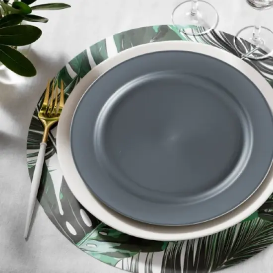 Smarty Had A Party 10" Charcoal Gray Plastic Dinner Plates - 120 pcs image {7}
