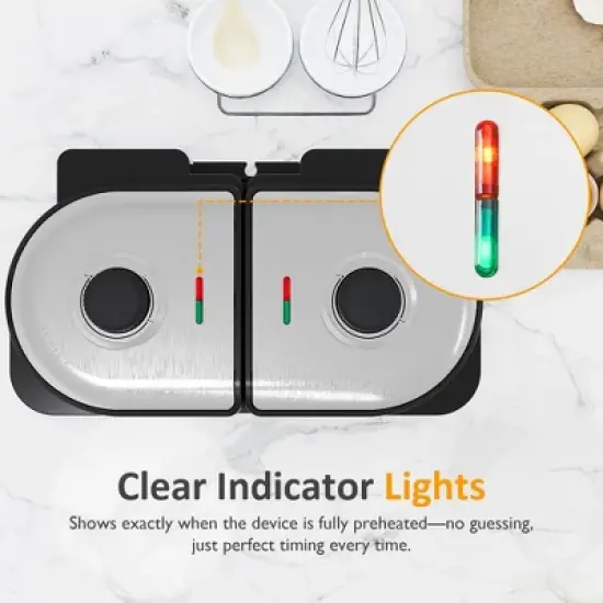 Heynemo Dual Waffle Maker: Heart Waffle & Classic Waffle Iron with 2 Adjustable Temp Knobs, Nonstick Waffle Machine with Indicator Light image {3}