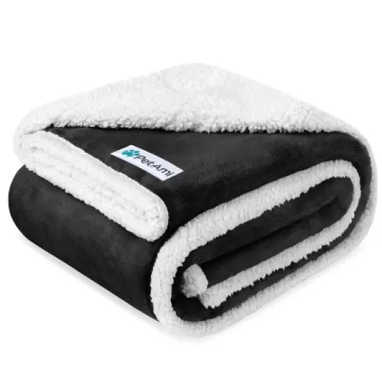 PetAmi Waterproof Dog Blanket for Bed Couch Sofa Cover, Reversible Faux Shearling Fleece Pet Throw image {9}