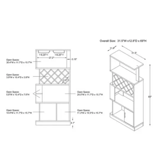 Wellster Wine Cabinet for 11 Wine Bottles and Stemware Rack - miBasics image {8}