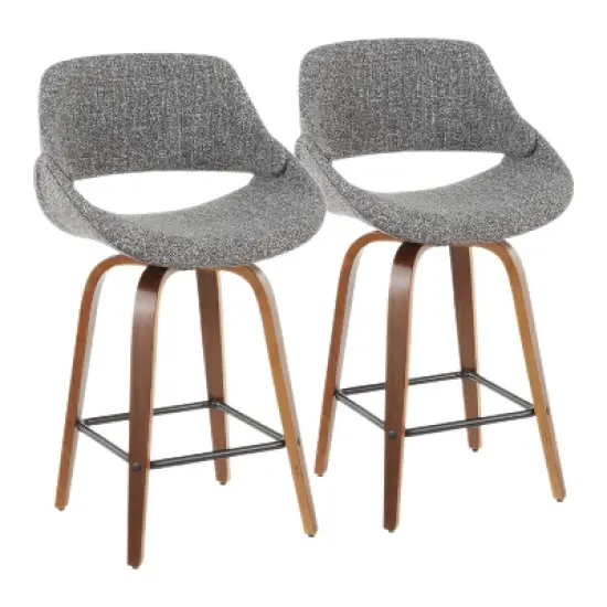 Set of 2 Fabrico Mid-Century Modern Counter Height Barstools - LumiSource image {12}