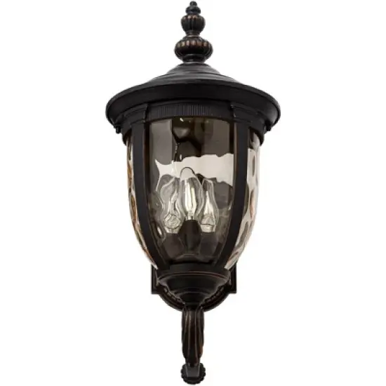 John Timberland Bellagio Vintage Rustic Outdoor Wall Light Fixture Veranda Bronze Upbridge 21" Hammered Glass Sconce for Post Exterior Barn Deck House image {4}