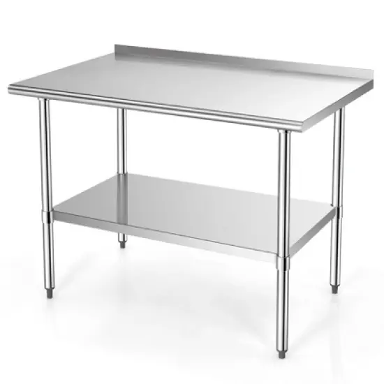 Costway Stainless Steel Table for Prep & Work w/ Backsplash image {10}