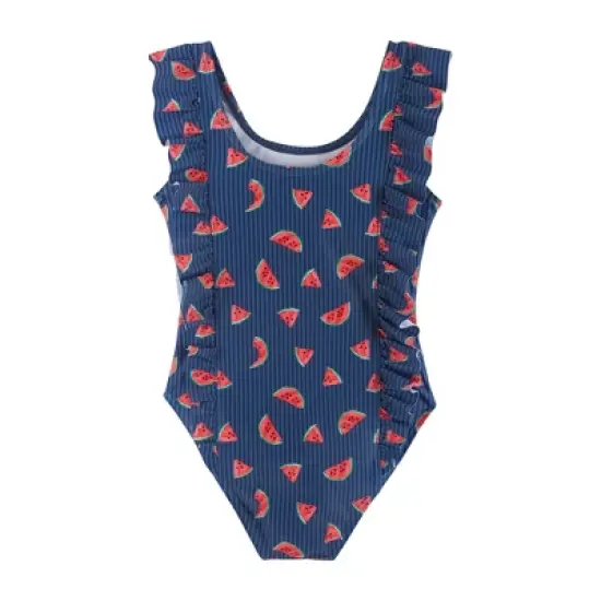 Andy & Evan Toddler  Ruffled One-Piece Swimsuit Blue, Size 3T image {1}