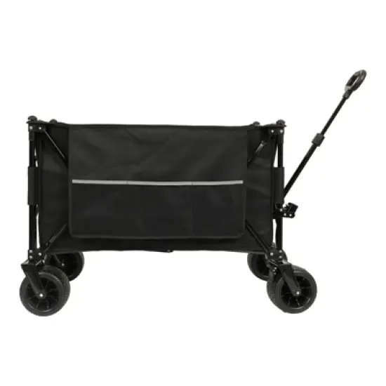 DSVIMOY Collapsible Foldable Extended Wagon, Folding Garden Cart with Drink Holders and Side Pocket, Black, 37.4"*23.03"*38.98 image {4}