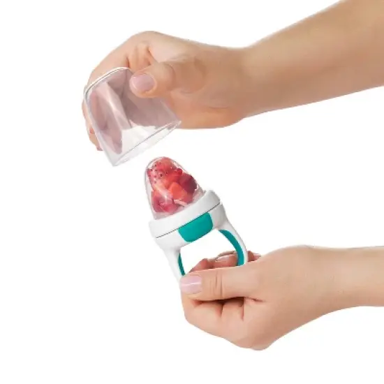 OXO TOT Silicone Self Feeder - 2pk - Pink/Teal image {4}