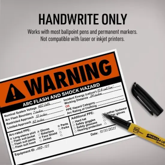 Avery Arc Flash/Shock Warning Labels, Waterproof, UV Resistant, Preprinted, Handwrite-Only, 3.5" x 5", 20 Warning Decal Labels image {3}